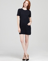 This elegant Theory dress features the clean, classic lines that make it an ideal look for the office--add sky-high pumps and a burst of bling after dark. This elegant Theory dress features the clean, classic lines that make it an ideal look for the office--add sky-high pumps and a burst of bling after dark.