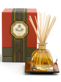 A joyful infusion of pomegranate and pink grapefruit is built on a foundation of garden ivy and sandalwood. According to the ancient Japanese tale, the golden pomegranate only grows in the mythical Garden of Purest Joy but you can now experience this rich fragrance in your home. Presented in Italian crystal perfume bottle and glass stopper 7.4 fl. oz. 20 eight-inch reeds Tray not included