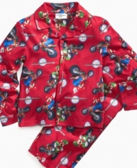 He'll have sweet dreams in this comfy, cozy pajama set from AME. He'll have sweet dreams in this comfy, cozy pajama set from AME.