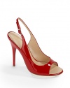 THE LOOKPatent leather upperOpen toeAdjustable slingback strapPadded insoleSynthetic tonal heel, 4½(115mm)Island platform, ¼(5mm)Compares to a 4¼ heel(110mm)THE MATERIALPatent leather upperLeather lining and soleORIGINMade in Italy