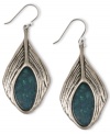 Accent your everyday with some southwestern style. Semi-precious turquoise stones complement the feather design of these delightful drop earrings from Lucky Brand. Crafted in silver tone mixed metal. Approximate drop: 1-1/2 inches.