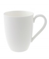 Truly timeless, the graceful Anmut mug is crafted in the premium bone china of Villeroy & Boch and finished with a pure white glaze for unparalleled versatility.