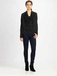 Soft, semi-sheer jersey takes on a metallic sheen in the slouchy pullover.CowlneckDropped shouldersPullover styleAbout 22 from shoulder to hemModalHand washMade in USAModel shown is 5'9½ (176cm) wearing US size Small. Soft, semi-sheer jersey takes on a metallic sheen in the slouchy pullover.CowlneckDropped shouldersPullover styleAbout 22 from shoulder to hemModalHand washMade in USAModel shown is 5'9½ (176cm) wearing US size Small.