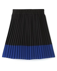 The chic knife pleats and a bold color block on this Aqua skirt compliment everything from trend-right cardigans to printed silk tops. The chic knife pleats and a bold color block on this Aqua skirt compliment everything from trend-right cardigans to printed silk tops.