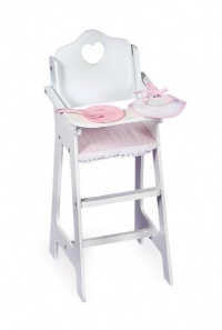 Badger Basket Doll High Chair With Plate Bib And Spoon - Pink/White Badger Basket Doll High Chair With Plate Bib And Spoon - Pink/White