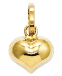 Perfectly romantic. This pretty, puffed heart charm makes the perfect gift for a loved one. Crafted in 14k gold. Chain not included. Approximate length: 1/2 inch. Approximate width: 3/10 inch. Perfectly romantic. This pretty, puffed heart charm makes the perfect gift for a loved one. Crafted in 14k gold. Chain not included. Approximate length: 1/2 inch. Approximate width: 3/10 inch.
