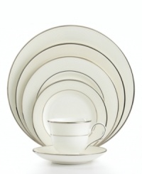 Modern yet timeless, this fine china dinnerware is sure to satisfy the style-hungry host. Simply dressed in cream and white stripes and finished with a polished platinum trim, Opal Innocence Stripe place settings create an ultra-chic setting to enjoy celebratory meals. Modern yet timeless, this fine china dinnerware is sure to satisfy the style-hungry host. Simply dressed in cream and white stripes and finished with a polished platinum trim, Opal Innocence Stripe place settings create an ultra-chic setting to enjoy celebratory meals.