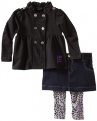 Calvin Klein Baby-Girls Infant Jacket With Denim Skirt And Legging, Black, 12 Months Calvin Klein Baby-Girls Infant Jacket With Denim Skirt And Legging, Black, 12 Months