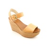 KORS Michael Kors Xaria Open Toe Wedge Sandals Shoes Tan Womens