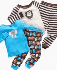Lionize his bedtime look. Zoo animals on these Calvin Klein pajama sets give your little one a sweet sleepy style. Lionize his bedtime look. Zoo animals on these Calvin Klein pajama sets give your little one a sweet sleepy style.