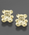 A favorite toy to cuddle, transformed into a luminous jewel. These 14k gold teddy bear earrings are sure to please.