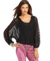 Allover sheer textured stripes make this Sanctuary top a stylish pick for a fall layering piece!
