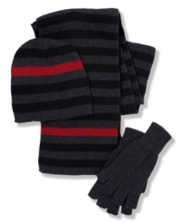 This hat, scarf and glove set by American Rag has all you need to stay warm and look cool this winter. This hat, scarf and glove set by American Rag has all you need to stay warm and look cool this winter.