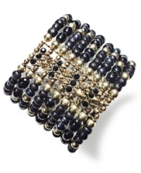 Slip on vintage appeal with this luxe bracelet from Style&co. Black and gold glass and metal beads create timeless appeal. Stretches to fit wrist. Crafted in antiqued gold tone mixed metal. Approximate length: 7-1/2 inches. Slip on vintage appeal with this luxe bracelet from Style&co. Black and gold glass and metal beads create timeless appeal. Stretches to fit wrist. Crafted in antiqued gold tone mixed metal. Approximate length: 7-1/2 inches.