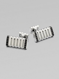 Signature, slim bar design in sterling silver edged with black sapphires.SilverSapphiresAbout 1 X ½Imported Signature, slim bar design in sterling silver edged with black sapphires.SilverSapphiresAbout 1 X ½Imported