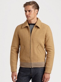 A refreshing, modern approach to a signature motorcycle silhouette, this version is crafted from superior wool finished with a full lining and side slash pockets for long-lasting style and comfort.Zip frontWaist slash pocketsRibbed knit hemFully linedAbout 26 from shoulder to hemWoolDry cleanImported A refreshing, modern approach to a signature motorcycle silhouette, this version is crafted from superior wool finished with a full lining and side slash pockets for long-lasting style and comfort.Zip frontWaist slash pocketsRibbed knit hemFully linedAbout 26 from shoulder to hemWoolDry cleanImported