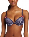 Betsey Johnson Women's Rebel Rose Bump 'Em Up Bra, Navy Seals, 34C