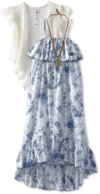 Beautees Girls 7-16 High Low Maxi Dress, Blue, Large Beautees Girls 7-16 High Low Maxi Dress, Blue, Large