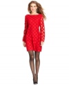 Lady in red! Look great and feel confident in this charming Style&co. dress featuring polka dots and sheer long sleeves.