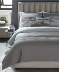 In a fresh and clean design scheme, this Sicily duvet cover set from Bryan Keith boasts broken stripe embellishments on a smooth ground all in muted blue, taupe and charcoal hues for a refreshing appeal. In a fresh and clean design scheme, this Sicily duvet cover set from Bryan Keith boasts broken stripe embellishments on a smooth ground all in muted blue, taupe and charcoal hues for a refreshing appeal.