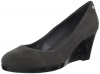 Calvin Klein Women's Lin Kid Suede/Patent Snake Platform Pump