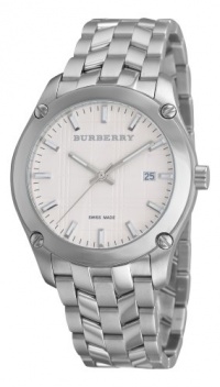 Burberry Men's BU1852 Herringbone White Dial Stainless Steel Bracelet Watch Burberry Men's BU1852 Herringbone White Dial Stainless Steel Bracelet Watch
