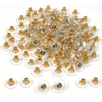 Gold Tone Bullet Clutch Earring Backs with Pad (50)