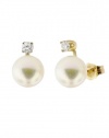 Effy Jewlery 14K Yellow Gold Diamond Pearl Earrings, .50 TCW