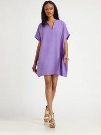 An effortless shift of solid silk canvas, slightly oversized for a modern fit.Split V necklineDropped shouldersShort sleevesFlat frontSwing backAbout 16 from natural waistSilkDry cleanImportedModel shown is 5'10 (177cm) wearing US size Small.OUR FIT MODEL RECOMMENDS ordering one size down as this style runs large. An effortless shift of solid silk canvas, slightly oversized for a modern fit.Split V necklineDropped shouldersShort sleevesFlat frontSwing backAbout 16 from natural waistSilkDry cleanImportedModel shown is 5'10 (177cm) wearing US size Small.OUR FIT MODEL RECOMMENDS ordering one size down as this style runs large.