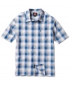 Your casual look is squared away with this stylish plaid shirt from Quiksilver.