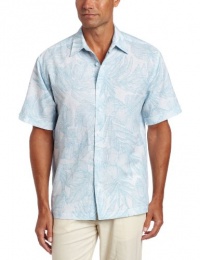 Cubavera Men's Short Sleeve Linen Blend Striped Leaf Printed Woven Shirts Cubavera Men's Short Sleeve Linen Blend Striped Leaf Printed Woven Shirts