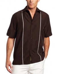 Cubavera Men's Short Sleeve Tuck Front Insert Panel Pickstitch Shirt