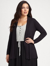 Perhaps the softest design you'll wear all season, this layering piece is made from an exquisite combination of supima cotton and micro modal.Cardigan designAbout 33 from shoulder to hem50% supima cotton/50% micro modalMachine washMade in USA Perhaps the softest design you'll wear all season, this layering piece is made from an exquisite combination of supima cotton and micro modal.Cardigan designAbout 33 from shoulder to hem50% supima cotton/50% micro modalMachine washMade in USA
