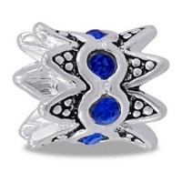 DaVinci Blue CZ Spiked Crown European/Memory Charm/Bead Double Sterling Layered Bead - Fits Pandora Bracelets DaVinci Blue CZ Spiked Crown European/Memory Charm/Bead Double Sterling Layered Bead - Fits Pandora Bracelets