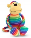 Rainbow stripes give Beeposh Mack Monkey sunny good looks that kids young and old will adore. From the wide smile on his bright yellow face to his long striped tail, this ultra-soft fleece friend has charm in every color. Made of ultra-soft fleece.
