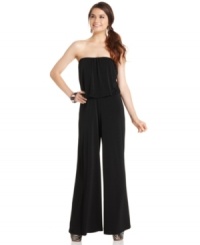 All about volume, this jumpsuit from American Rag pairs a carefree blouson top with chic, wide leg pants! All about volume, this jumpsuit from American Rag pairs a carefree blouson top with chic, wide leg pants!