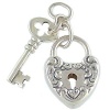 Heart Lock and Key Movable Vintage Style 925 Sterling Silver Traditional Charm or Pendant