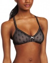 Betsey Johnson Women's Daisy Mesh Bralette, Raven Black, Small