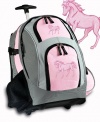 Pink Horse Rolling Backpack Deluxe Horses - Backpacks Bags with Wheels or School Trolley Bags - Unique Horses Gifts - CUTE!