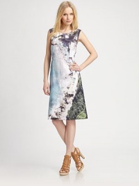A brilliant watercolor print gives this sleek shift must-have appeal.Round collarSleevelessAllover printConcealed back zipperAbout 27 from natural waistLinenDry cleanImported Model shown is 5'10 (177cm) wearing US size 4. A brilliant watercolor print gives this sleek shift must-have appeal.Round collarSleevelessAllover printConcealed back zipperAbout 27 from natural waistLinenDry cleanImported Model shown is 5'10 (177cm) wearing US size 4.