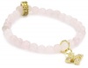 Queen Baby 6mm Rose Quartz Bead Bracelet with 18K Vermeil Pave Cubic-Zirconia MB Cross