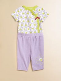 Crafted in plush cotton, this vibrant two-piece set is especially charming with pretty flower prints and embroidery.CrewneckShort sleevesFront snapsBottom snapsElastic waistbandCottonMachine washImported Please note: Number of snaps may vary depending on size ordered. Crafted in plush cotton, this vibrant two-piece set is especially charming with pretty flower prints and embroidery.CrewneckShort sleevesFront snapsBottom snapsElastic waistbandCottonMachine washImported Please note: Number of snaps may vary depending on size ordered.