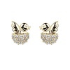 14K Yellow Gold Plated Baby Bird CZ Stud Earrings with Screw-back for Children & Women