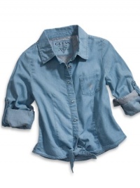 GUESS Kids Girls Big Girl Long-Sleeve Woven Top, CHAMBRAY (10/12) GUESS Kids Girls Big Girl Long-Sleeve Woven Top, CHAMBRAY (10/12)