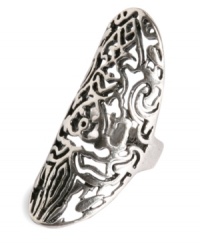 A bold and beautiful direction. Lucky Brand's long ring is crafted from silver-tone mixed metal with an openwork design for a stylish touch. Size 7. A bold and beautiful direction. Lucky Brand's long ring is crafted from silver-tone mixed metal with an openwork design for a stylish touch. Size 7.