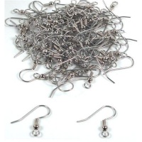 Silver Plated Earring Hooks Wth Ball & Coil (X100) Silver Plated Earring Hooks Wth Ball & Coil (X100)