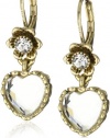 Betsey Johnson Iconic Autumn Crystal Heart Drop Earrings