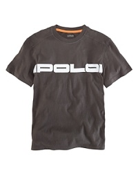 A metallic POLO graphic across the front updates the classic crewneck cotton jersey tee with a modern athletic style. A metallic POLO graphic across the front updates the classic crewneck cotton jersey tee with a modern athletic style.