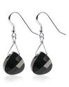 Sterling Silver Teardrop Black Crystal Earrings Made with Swarovski Elements