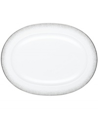 A fine mist of platinum dots settles along the sumptuous white china of this Alana Platinum oval platter, bringing elegant allure to every memory-making occasion. From Noritake. A fine mist of platinum dots settles along the sumptuous white china of this Alana Platinum oval platter, bringing elegant allure to every memory-making occasion. From Noritake.